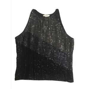 Cache Sleeveless Stretch Ombre Beaded Crop Top M
